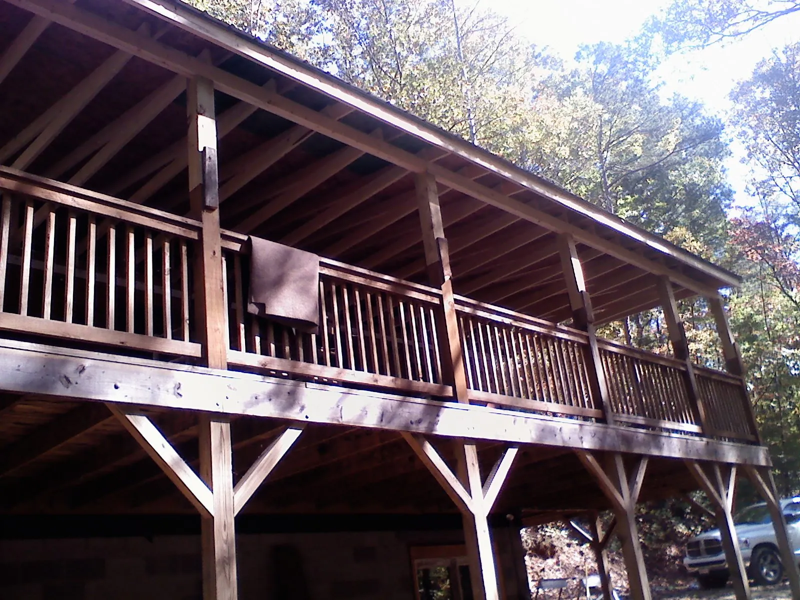 Timber framing under a new elevated porch and deck — Roof Leak Repair in Placerville by Roofing Brothers